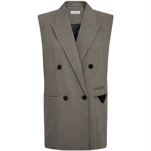 HAUTE L`AMITIÉ MESH VEST, NICOLE TRIANGLE TAILOR VEST, BEIGE MELANGÉ